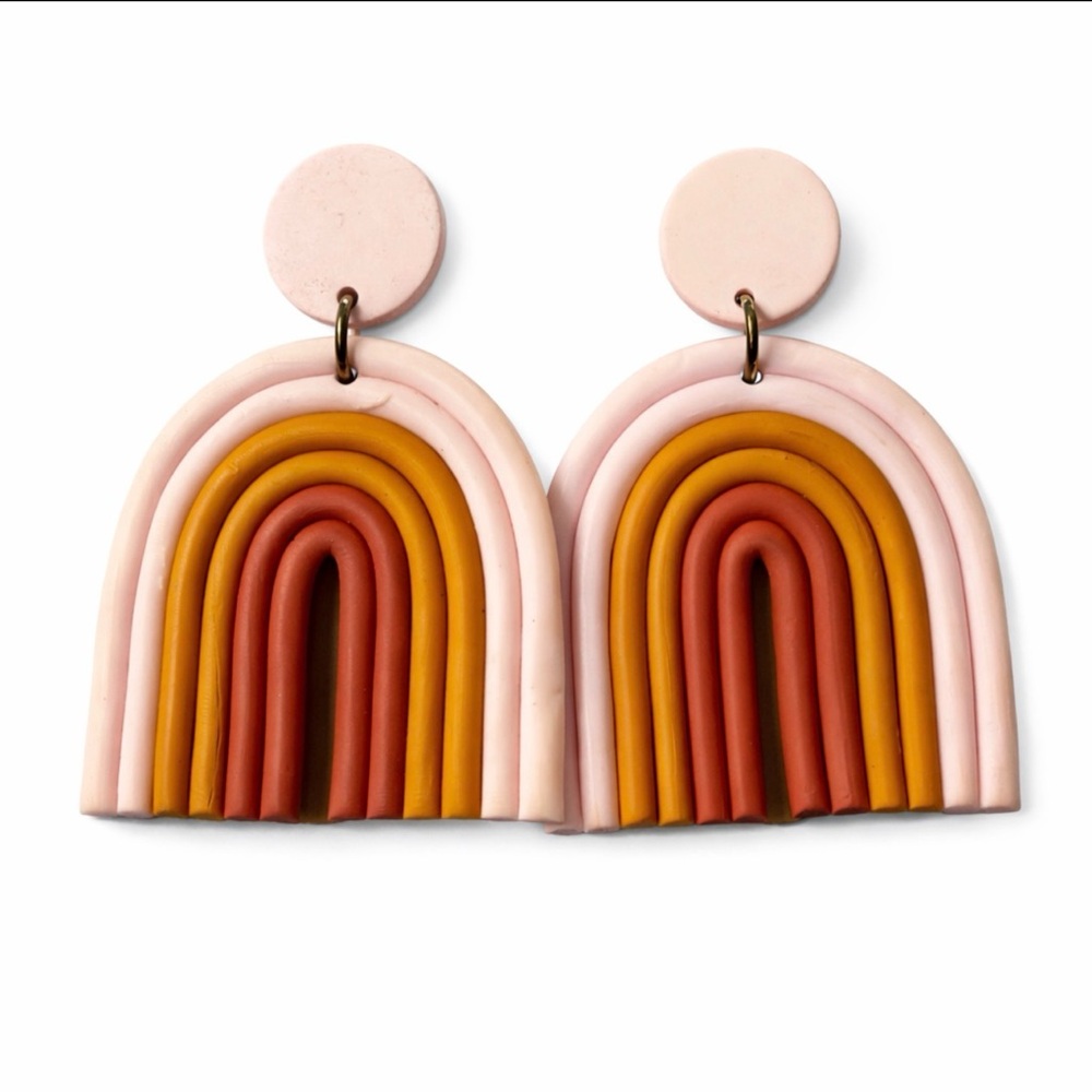 Boho Rainbow Polymer Clay Dangle Earrings – boho”, “clay earrings” handmade styl - Picture 7 of 7